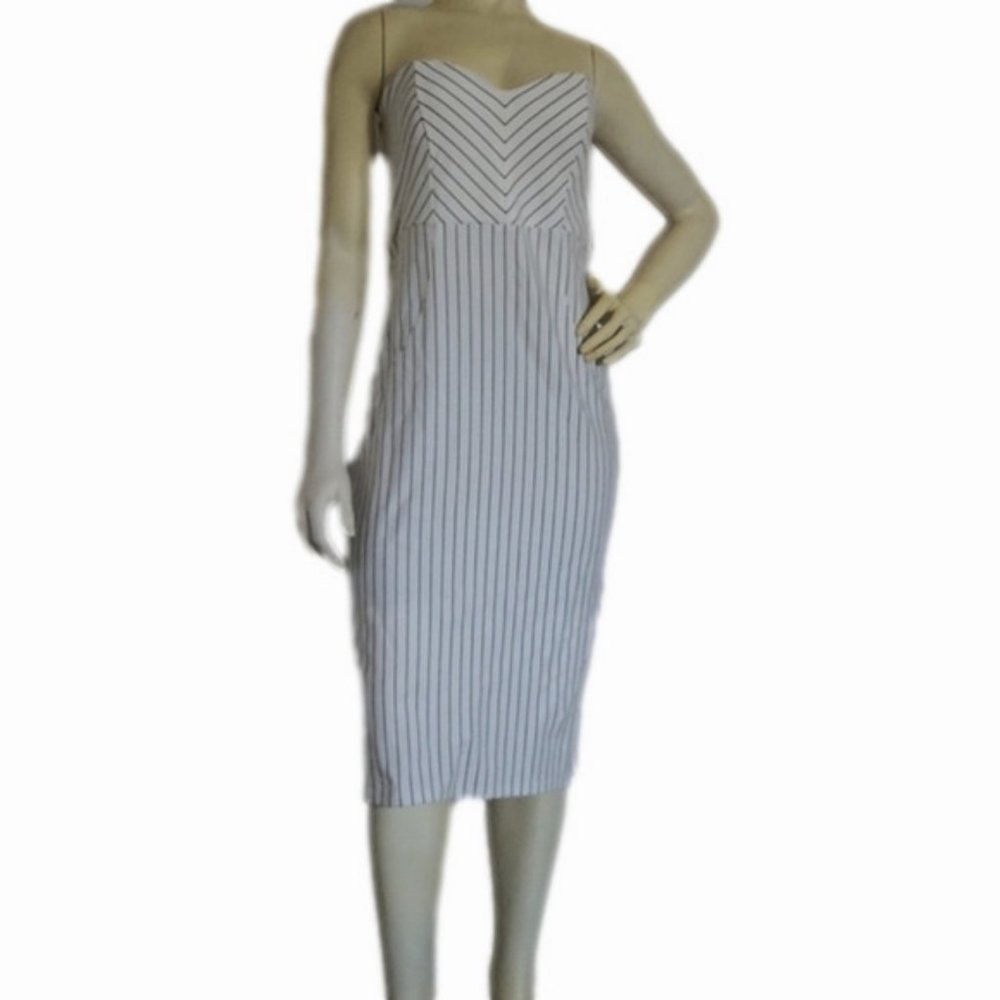 Pinstripe strapless dress